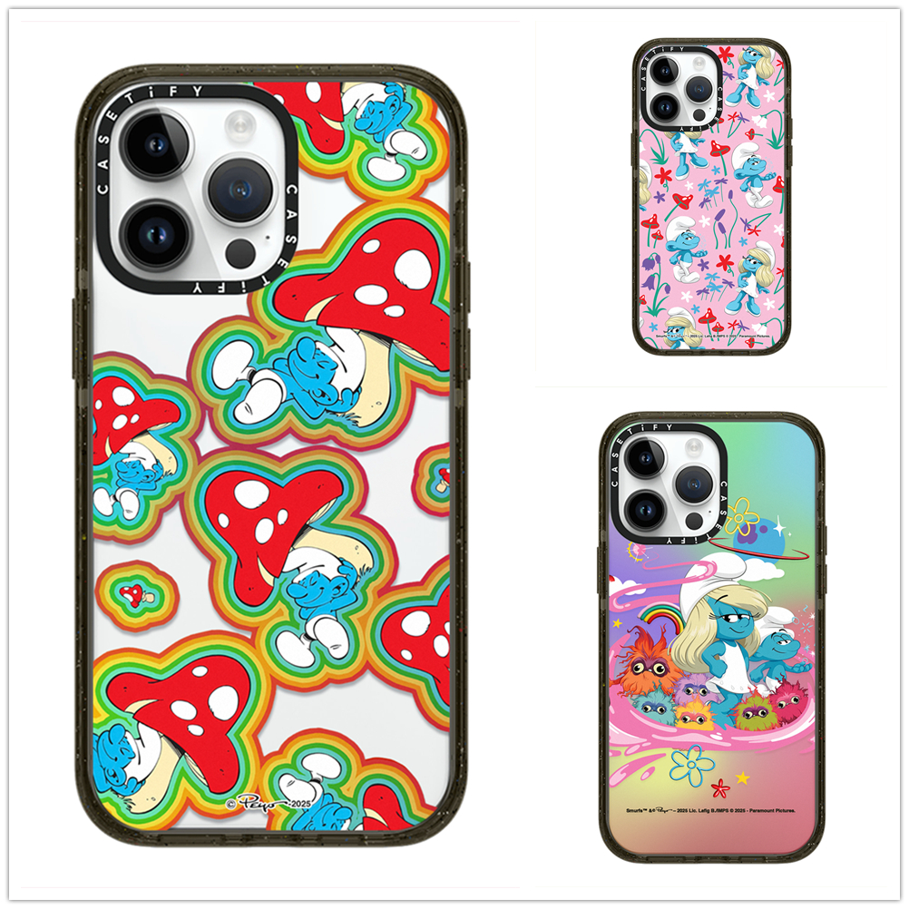 สําหรับiPhone 16 15 Pro Max The Smurfs Village Rainbow DreamสําหรับiPhone 13 14 Pro Max Hard PCปกหลั