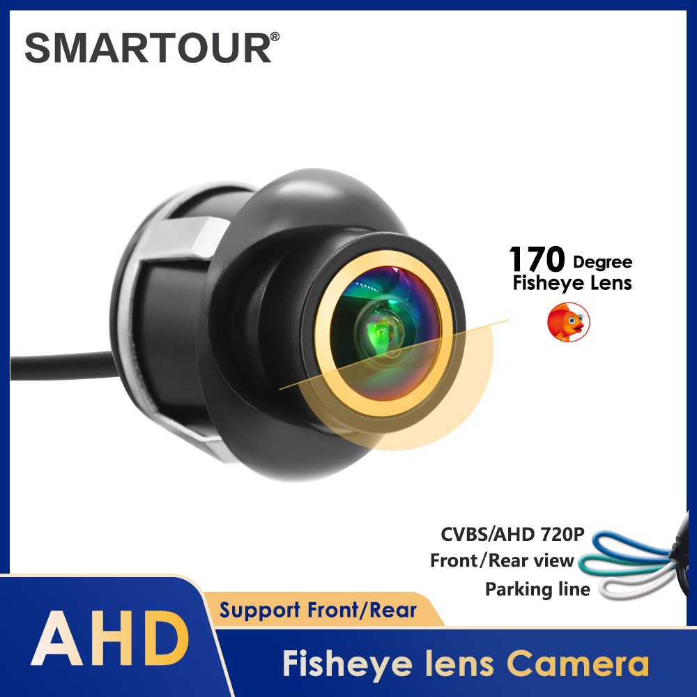SMARTOUR CVBS ถึง AHD 1920x1080P หรือ 720P กล้องมองหลังรถยนต์ 170° Fisheye เลนส์สีทอง Full HD Night Vision รถย้อนกลับ