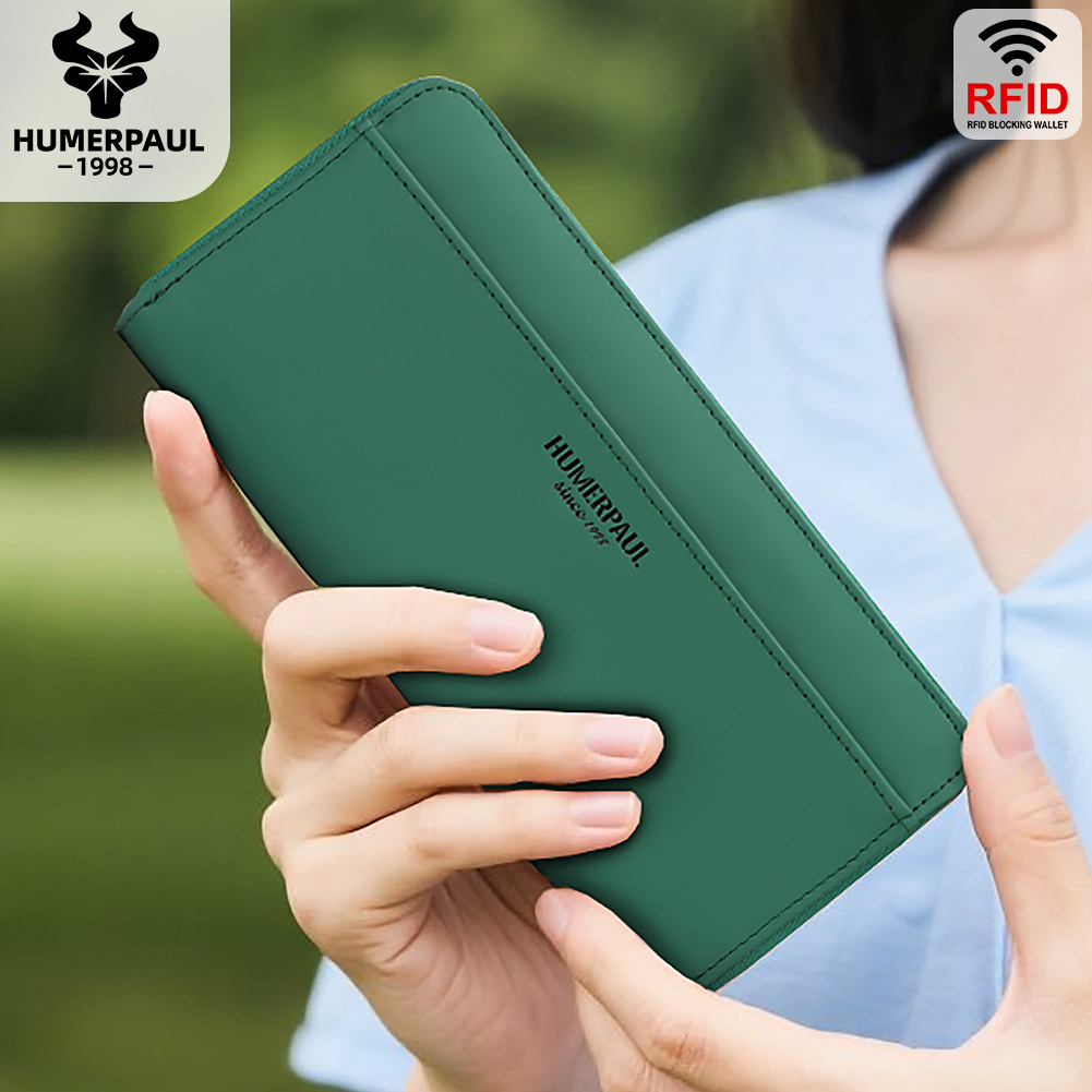HUMERPAUL ยาวกระเป๋าสตางค์ผู้หญิง Multi slot บัตรเครดิตแพคเกจ Soild สี Casual Retro ซิปกระเป๋าโทรศัพท์กระเป๋า Cowhide หนัง HU103 - รูปที่ 6