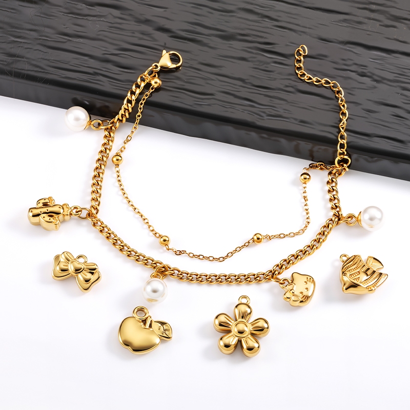 เครื่องประดับ DIY 18K Gold-Plated สแตนเลส กันน้ำ กันเหงื่อ พร้อมอุปกรณ์เสริม