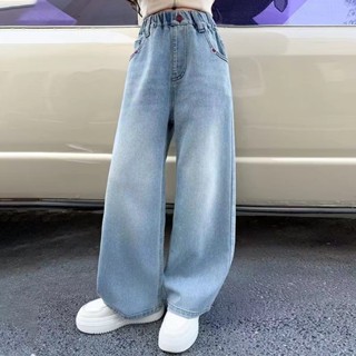【กรุงเทพส่งเร็ว🚀】กางเกงยีนส์ขากว้างเด็กหญิง หลวมสบาย นุ่มต่อ…