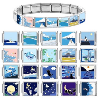 ยอดนิยมทิวทัศน์อิตาลีสร้อยข้อมือเสน่ห์ลิงค์พอดี9มิลลิเมตรสร้…