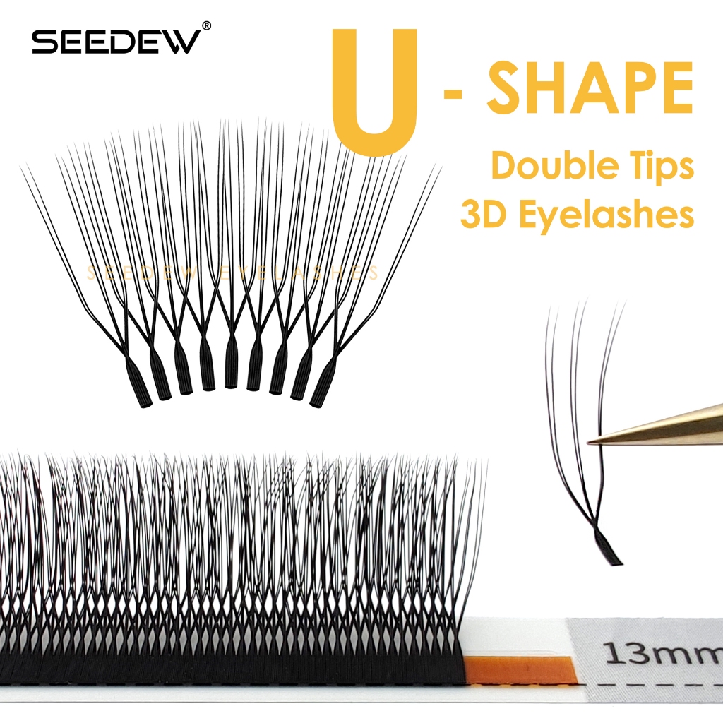 SEEDEW U รูปร่าง 3D ขนตา Extension ธรรมชาตินุ่ม DIY Premade พัดลมขนตาปลอม ขนตาปลอม3d