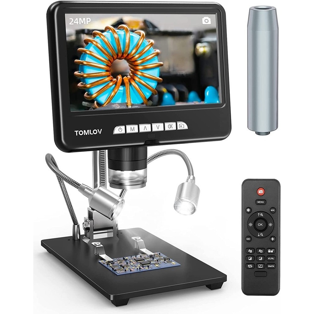 TOMLOV DM401 กล้องจุลทรรศน์เหรียญ HDMI USB 2K | การขยาย 1200 เท่า | การประสานด้วยท่อต่อ