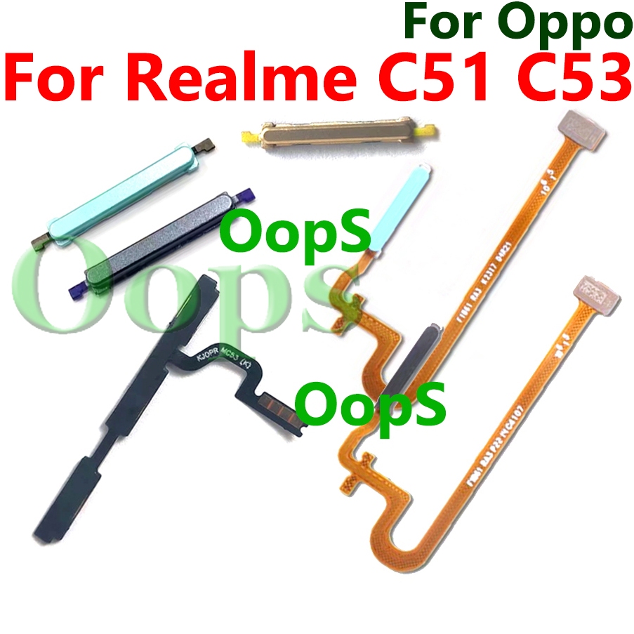 ปุ่มพิมพ์นิ้ว Flex สําหรับ Realme C51 C53 RMX3760 ปุ่มบ้านเครื่องสแกนลายนิ้วมือ Flex Sensor กลับ Key Volume Flex Switch On Off ปุ่มสายริบบิ้น