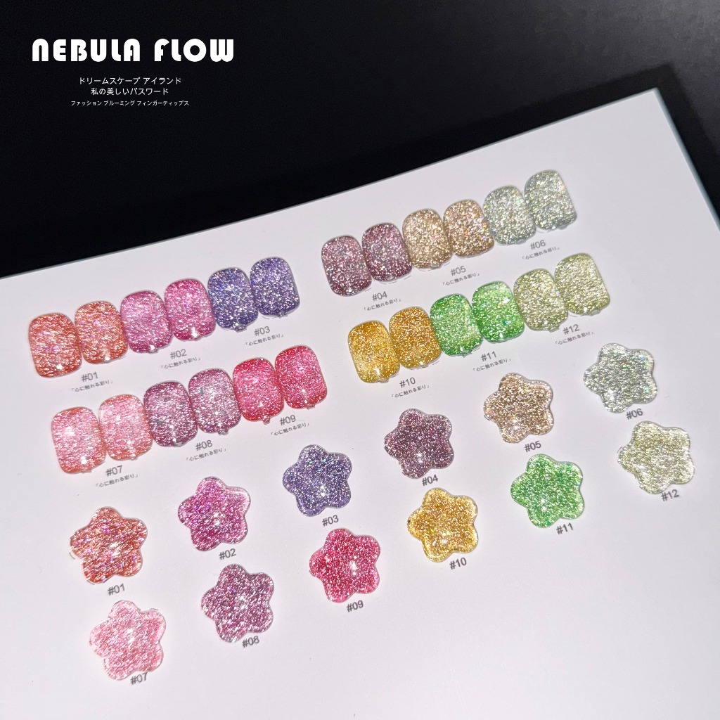 【พร้อมส่ง】สีเจลแฟลช NebulaFlow เบอร์ 1-12｜แบบแยกขวด สีเจลทาเล็บ สี แถม ชาร์ทสี ยาทาเล็บเจล ต้องอบ ส่งไวNF-004