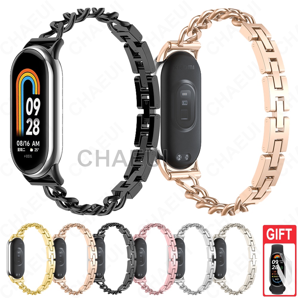 สร้อยข้อมือสายรัดโลหะอุปกรณ์เสริมสายรัดข้อมือสแตนเลสสําหรับ Xiaomi Smart Band 10 9 8 / Band 10 Ceramic Edition