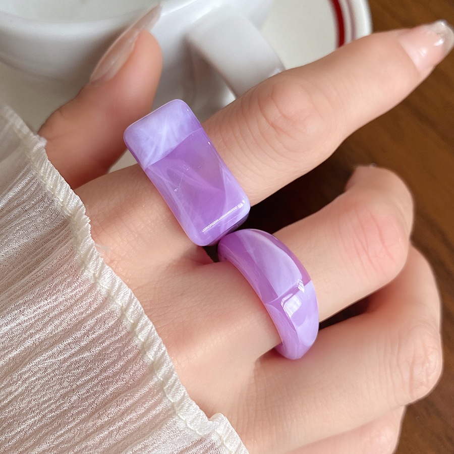 ชุดแหวนอะคริลิคแบบไม่สม่ำเสมอเรขาคณิต สำหรับคนชอบสไตล์โดดเด่น - รูปที่ 5