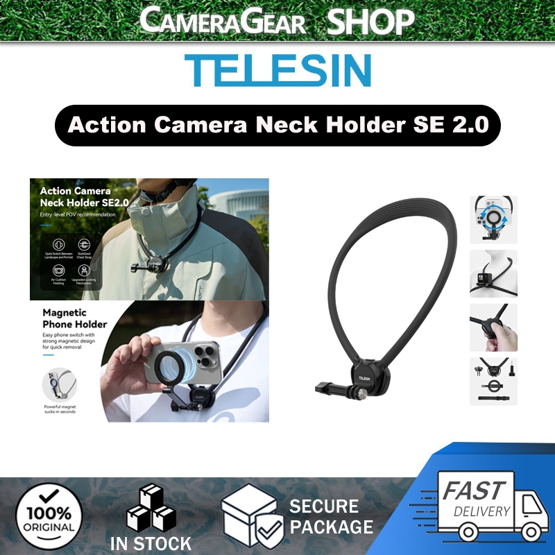 TELESIN POV Neck Mount SE 2.0, Magnetic Neck Holder สําหรับ GoPro/Insta360/DJI ฯลฯ Action Camera