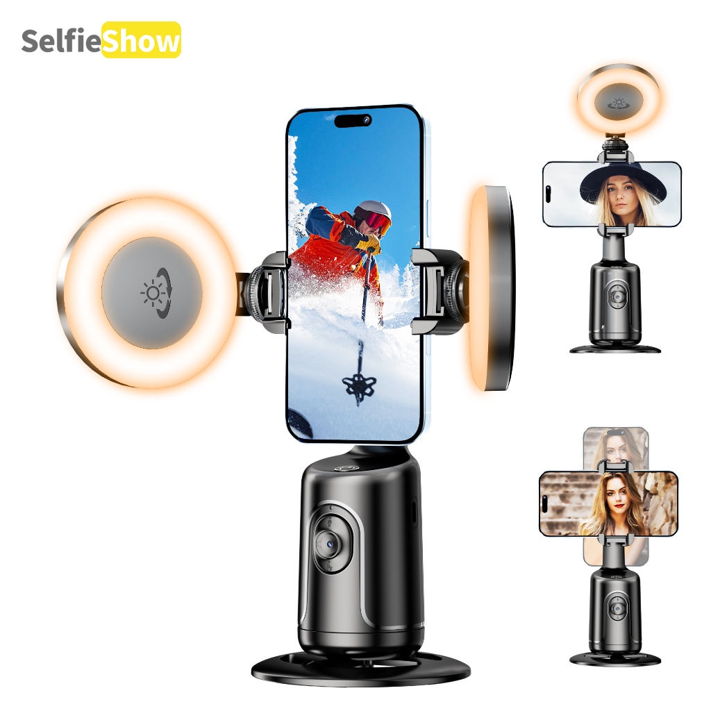 SELFIESHOW P01 pro 360 หมุนการติดตามใบหน้าอัตโนมัติGimbal Stabilizer Selfie Stickสมาร์ทโฟนขาตั้งกล้อ
