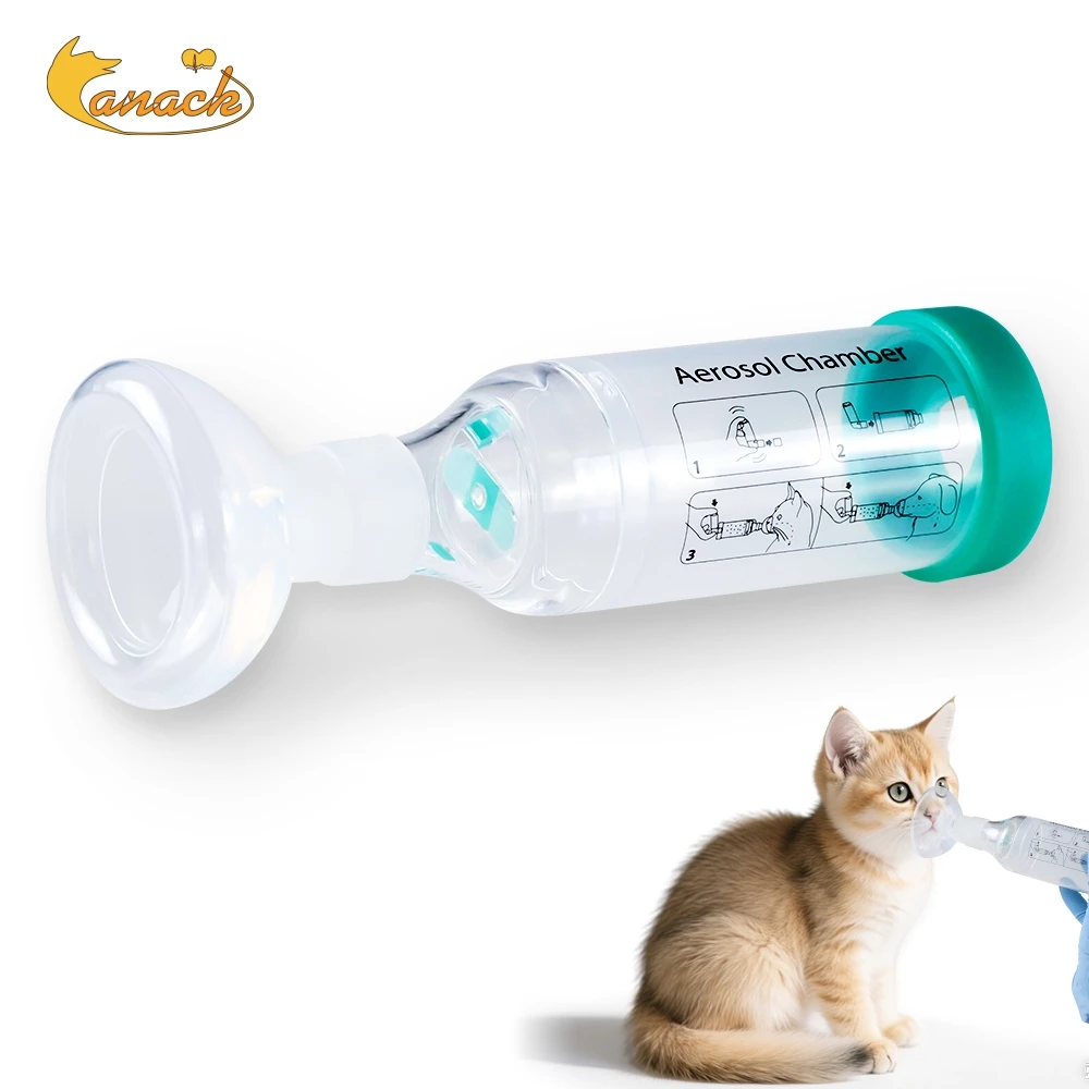 Canack Veterinary Inhaler Nebulizer Chamber Pet Spacer สําหรับสุนัขแมว 3 หน้ากากซิลิโคน