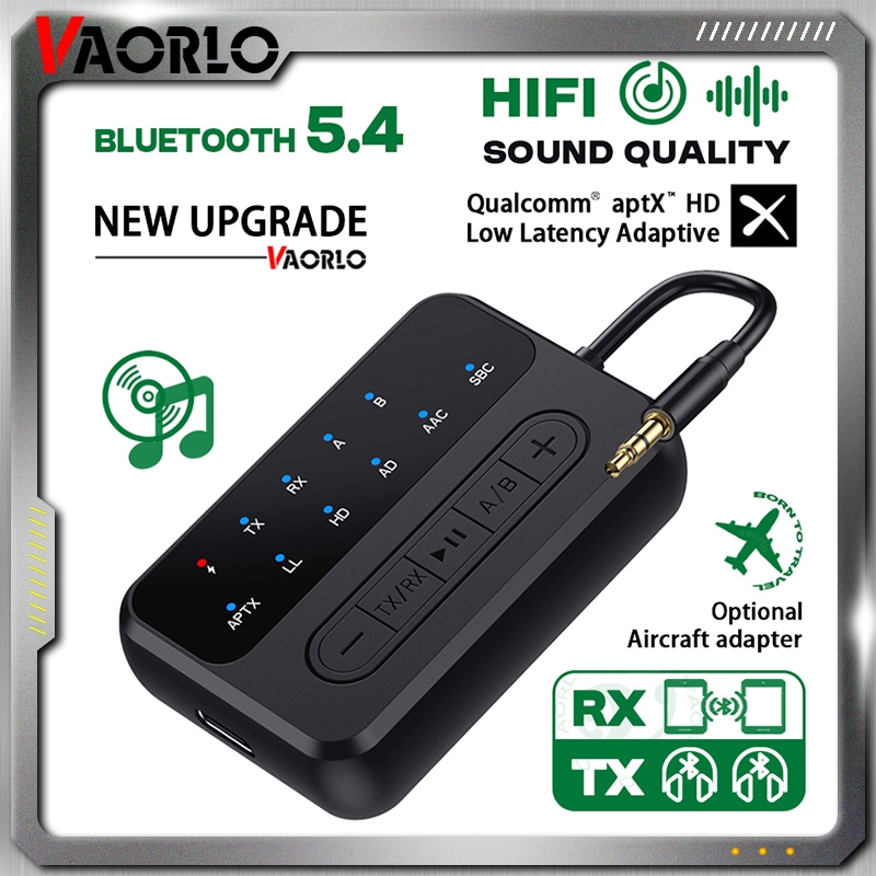 บลูทูธ 5.4 เครื่องรับสัญญาณเสียงเครื่องส่งสัญญาณ 3.5 มม.AUX Multipoint เชื่อมต่อไร้สายไฮไฟสเตอริโอ AptX-Adaptive/HD/LL อะแดปเตอร์เครื่องบิน