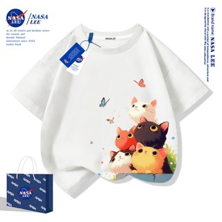 【ส่งเร็ว 48 ชม.】เสื้อยืด NASA ผ้าฝ้ายนุ่ม ลายแมวน้อยจอมซนสุด…