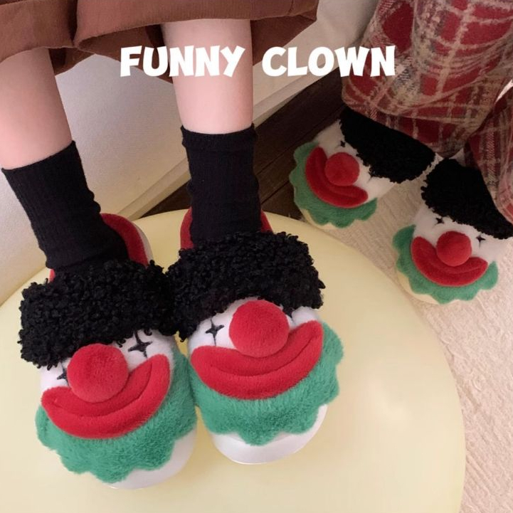 Xitiao สนุกตัวตลกรองเท้าแตะผ้าฝ้ายผู้ชายผู้หญิงตกแต่งบ้านขนแกะ Warm Anti-slip หนา soled Furry Coup - รูปที่ 6