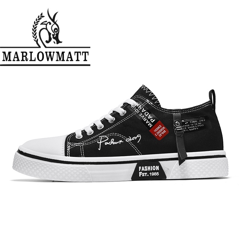 Marlowmatt รองเท้าผู้ชายผ้าใบด้านบน Breathable น้ําหนักเบารองเท้านักเรียนขนาดใหญ่ 39-48 ขนาด