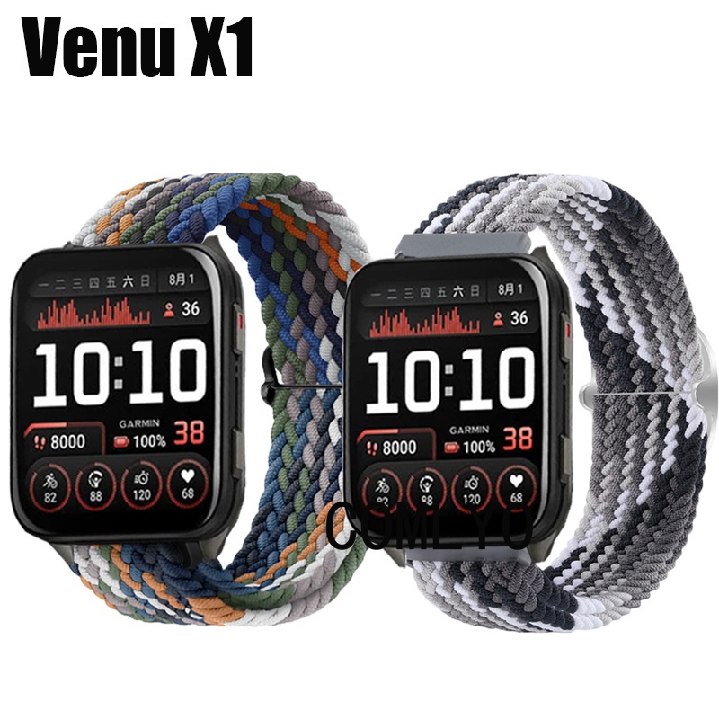 สําหรับ Garmin Venu X1 สมาร์ทวอท์ชสายไนลอนความยืดหยุ่น Band ผู้หญิงผู้ชายเข็มขัด
