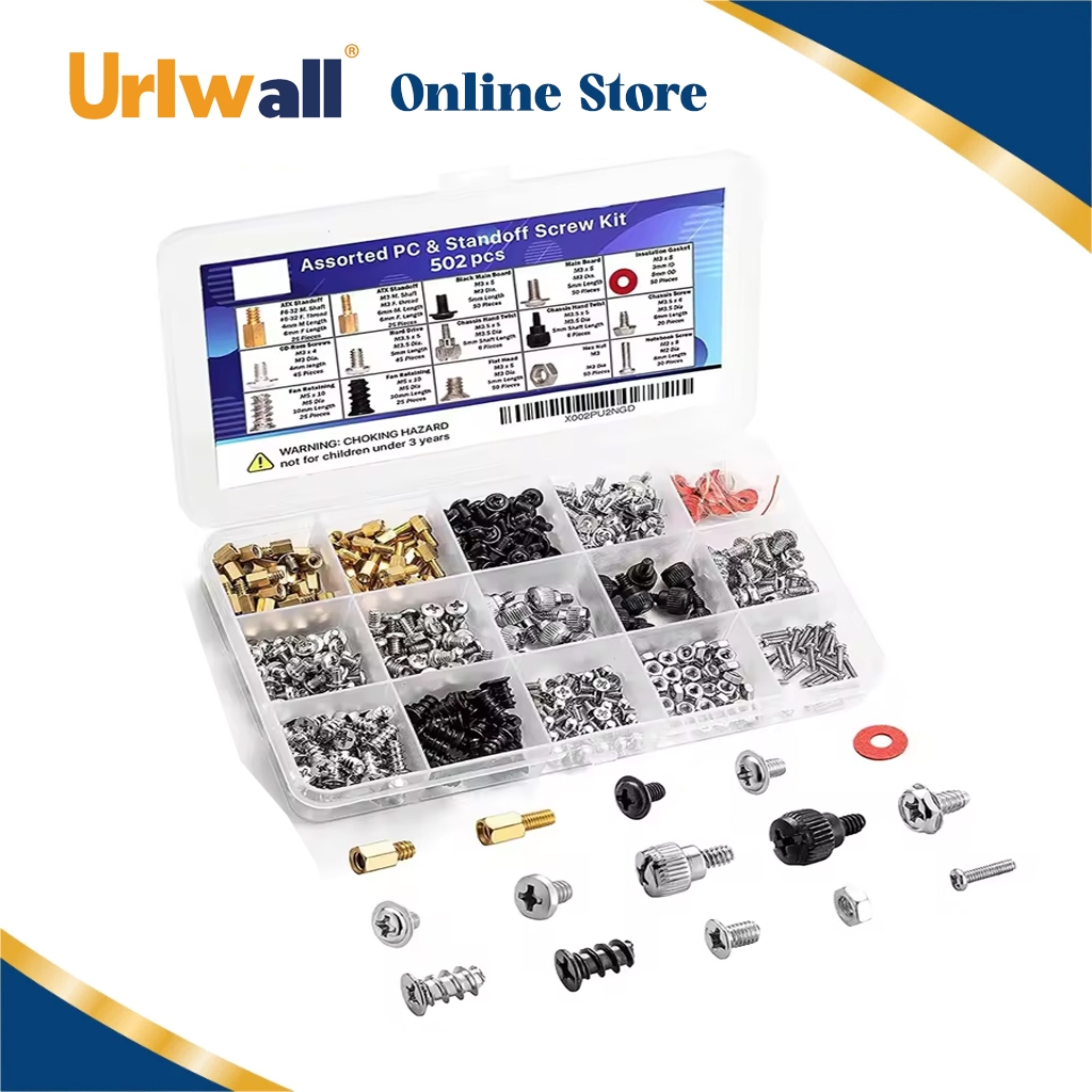 Urlwall ชุดสกรูตั้งเมนบอร์ด 502ชิ้น - สกรู銅柱/防磁/แผ่นรอง ครอบคลุม PC/MacBook