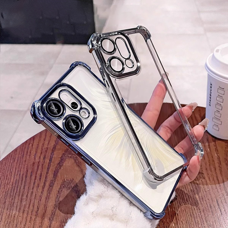 เคส OPPO Reno 14F 13F 15F 15 5G Reno A3 A5 A6 A6t Pro 5G A6X A6T A6 เคส OPPO Reno 14 13 12 15 Pro Max 5G เคสหรูหรา ชุบไฟฟ้า เคสโทรศัพท์มือถือ ใส ฝาครอบป้องกันรวมทุกอย่าง ขอบป้องกันการตก นิ่ม