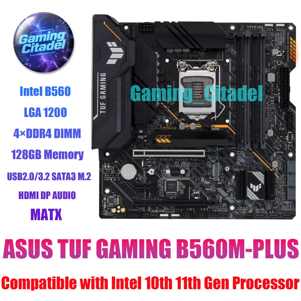 ใช้ ASUS TUF GAMING B560M-PLUS MATX เมนบอร์ด DDR4 B560 ชิปเซ็ตใช้งานร่วมกับ Intel 10th 11th ทดสอบ