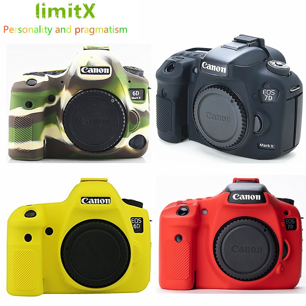 สําหรับ Canon EOS 6D 6DII 7D 7DII 60D 70D ซิลิโคนเกราะผิวกระเป๋ากล้องป้องกันยางฝาครอบ Protector 6D 7D Mark II 2