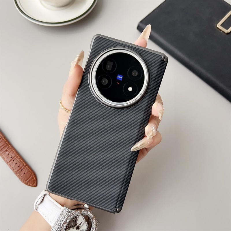 เคสป้องกันบานพับสําหรับ Vivo X Fold 5 Fold5 Casing รูปแบบคาร์บอนไฟเบอร์ Leather Anti-Fingerprints ฝา