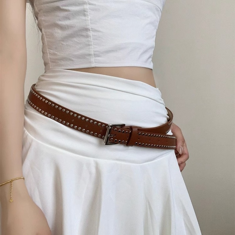 เข็มขัดหมุดย้ําสไตล์ย้อนยุค Y2K สำหรับผู้หญิง ดีไซน์ไม่เหมือนใคร