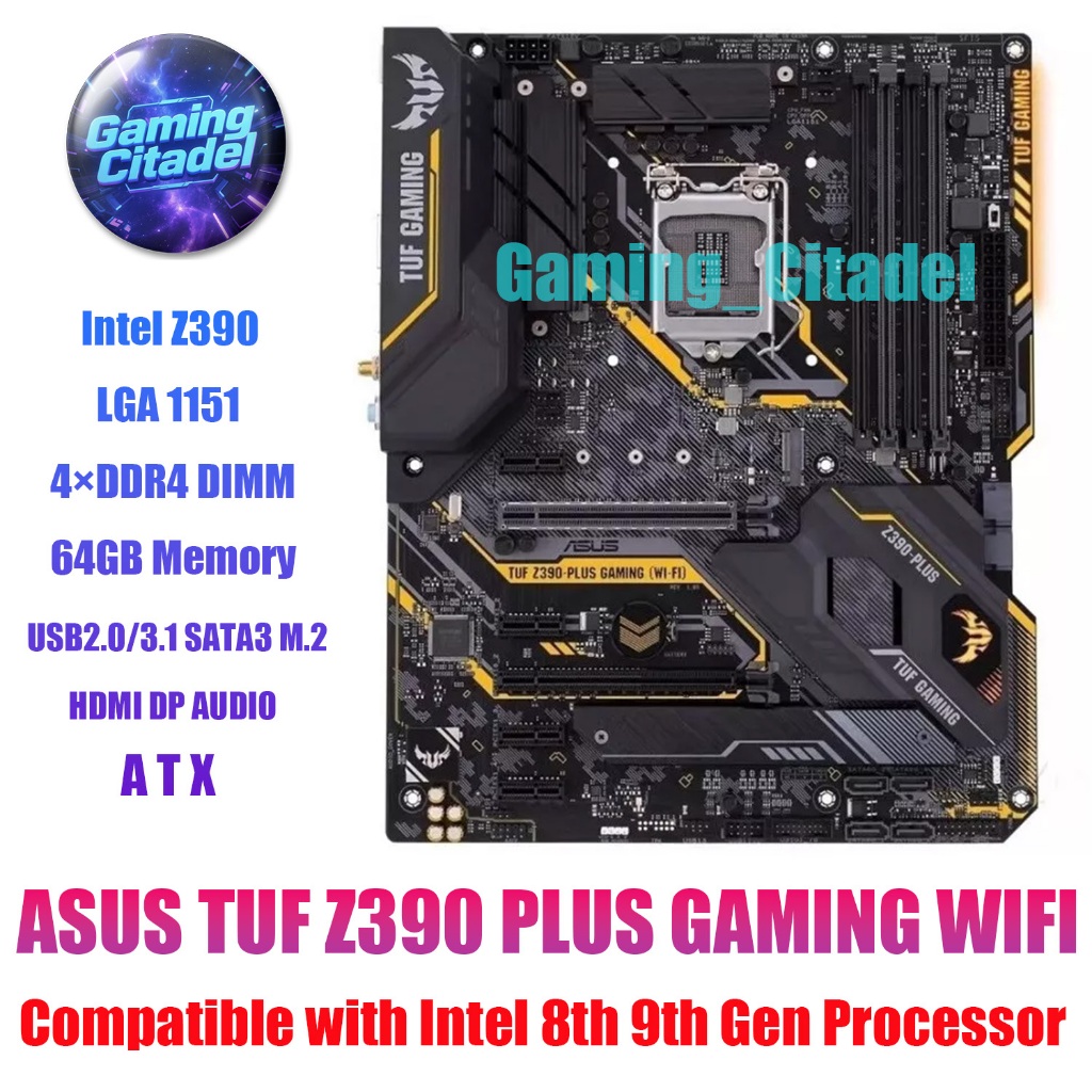ใช้เมนบอร์ด ASUS TUF Z390-PLUS WIFI DDR4 LGA 1151 ATX เข้ากันได้กับโปรเซสเซอร์ Intel 8th 9 ทดสอบ