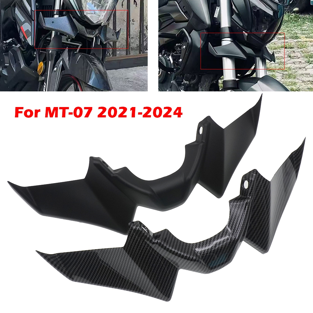 MT-07 รถจักรยานยนต์ด้านหน้า Aerodynamic Fairing Winglets คาร์บอนไฟเบอร์ป้องกันสําหรับ YAMAHA MT07 2021 2022 2023 2024