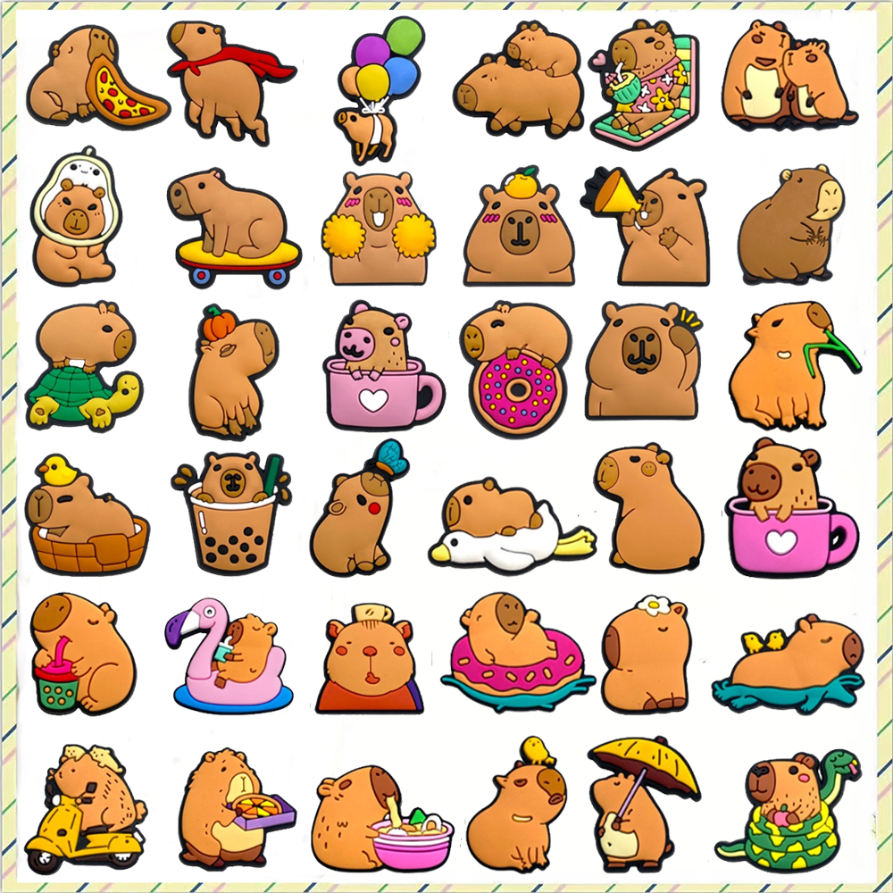 Hot 1 ชิ้น capybara Series รองเท้า charms อุปกรณ์เสริมตกแต่งรองเท้าแตะรองเท้าแตะหัวเข็มขัดของขวัญ