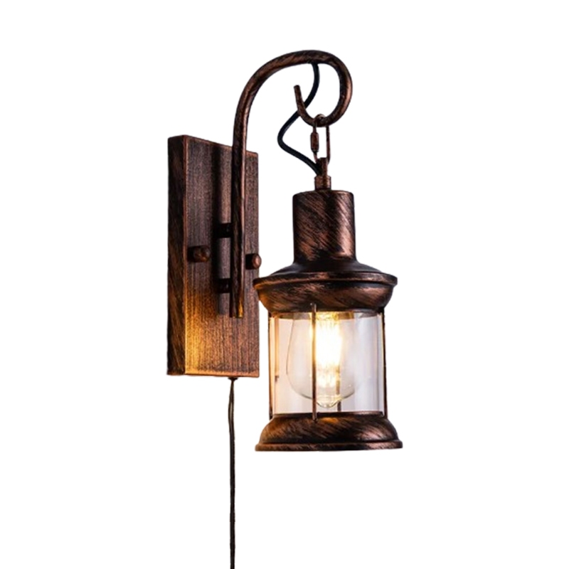 โคมไฟติดผนัง ย้อนยุคป้องกันสนิมสไตล์อุตสาหกรรมสร้างสรรค์นอร์ดิกบรอนซ์ตกแต่งโคมไฟติดผนังเหมาะสําหรับกลางแจ้ง, สวน, ทางเดิน, ระเบียง, บาร - รูปที่ 7