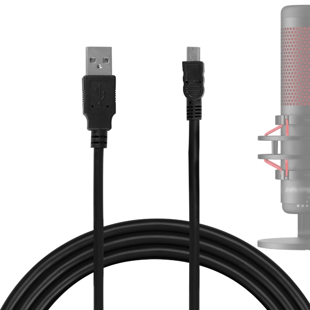 Geekria Mini-USB to USB สายไมโครโฟน 10 ฟุต / 300 CM เข้ากันได้กับ Logitech Blue Yeti, Yeti Pro, Snowball iCE, HyperX QuadCast