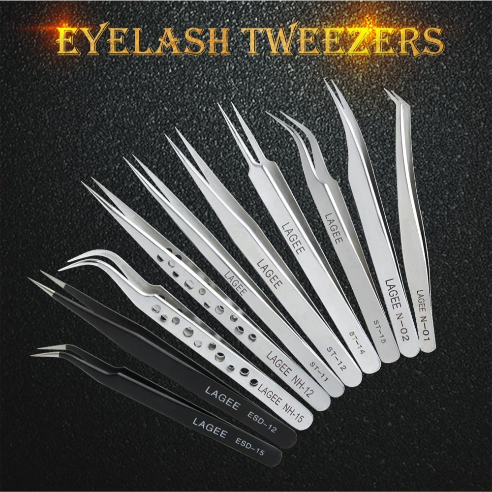 LAGEE แหนบต่อขนตาแหนบสแตนเลสสําหรับ Mink Eyelash Extension Lashes เครื่องมือเคมีห้องปฏิบัติการคุณภาพสูง