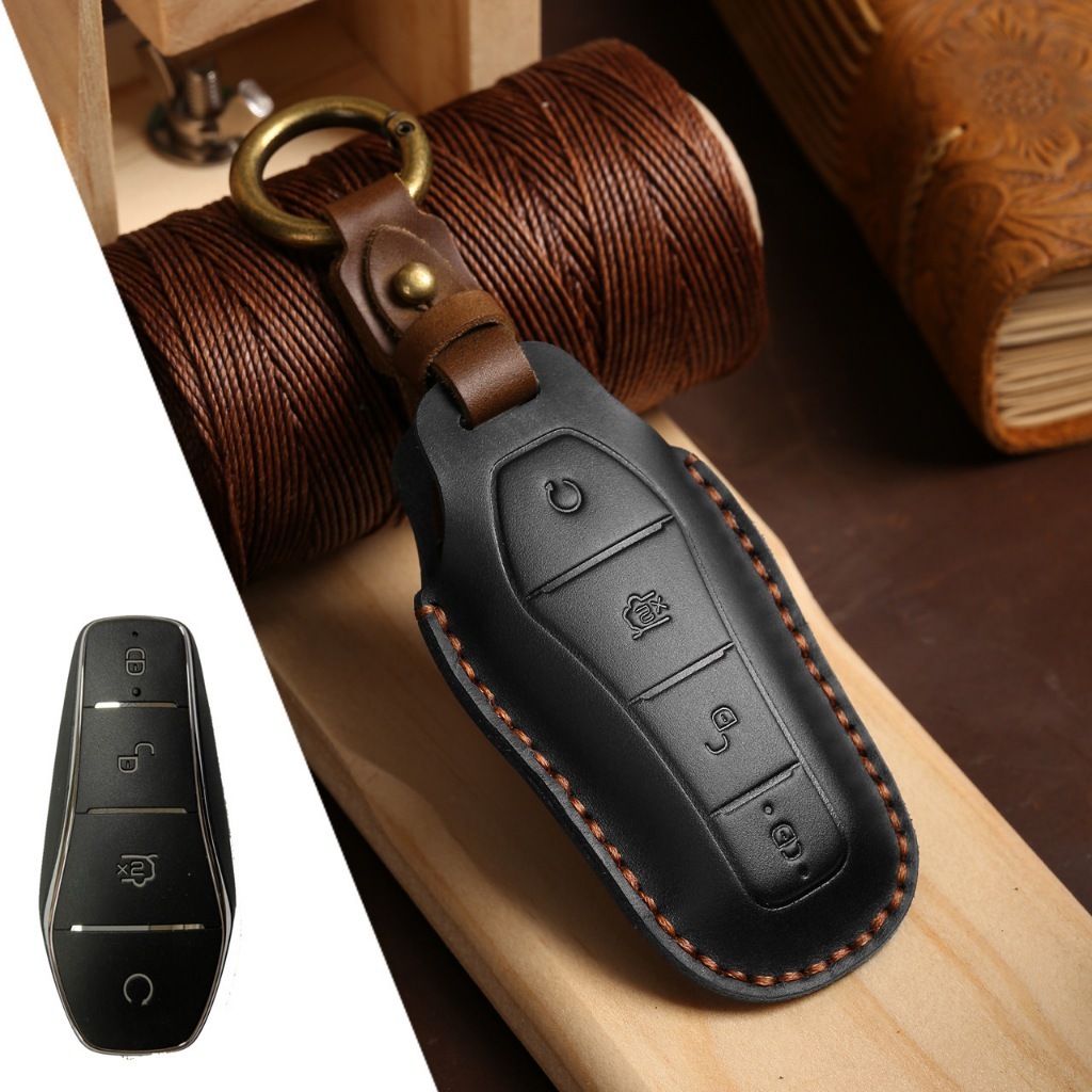 BYD กุญแจรถ BYD Dolphin ฝาครอบกุญแจหนังแท้ Remote Key Case BYD Dolphin/Atto 3/ซีล/ซีล 7/Dolphin mini/M6/Shark/atto2/ซีล 5