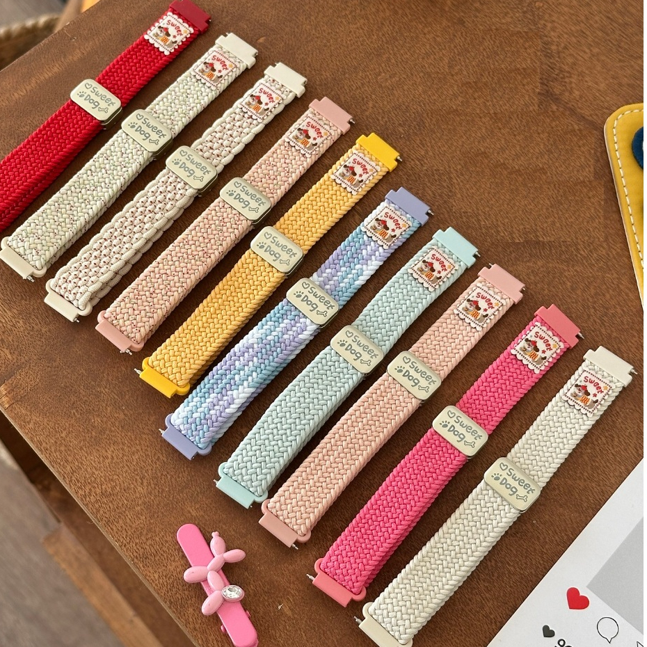 Cute Puppy Nylon Watch Strap For Garmin Lily 2 สาย High quality Braided Garmin Lily 2 Active สาย Watchband Magnetic Buckle สาย Garmin Lily 2 Strap 14mm สาย Garmin Lily 2 Active Strap Nylon Bracelet Garmin Lily 2 Active Strap Loop