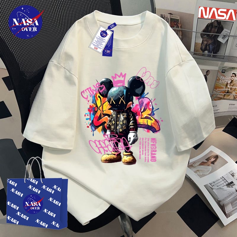 【พร้อมส่ง】🔥NASA ใส่ได้ทั้งชายหญิง เสื้อ ทรงโอเวอร์ไซส์ ผ้าฝ้ายแท้100% เสื้อยืด😎ลายหนูสุดเท่ แขนสั้นYG57