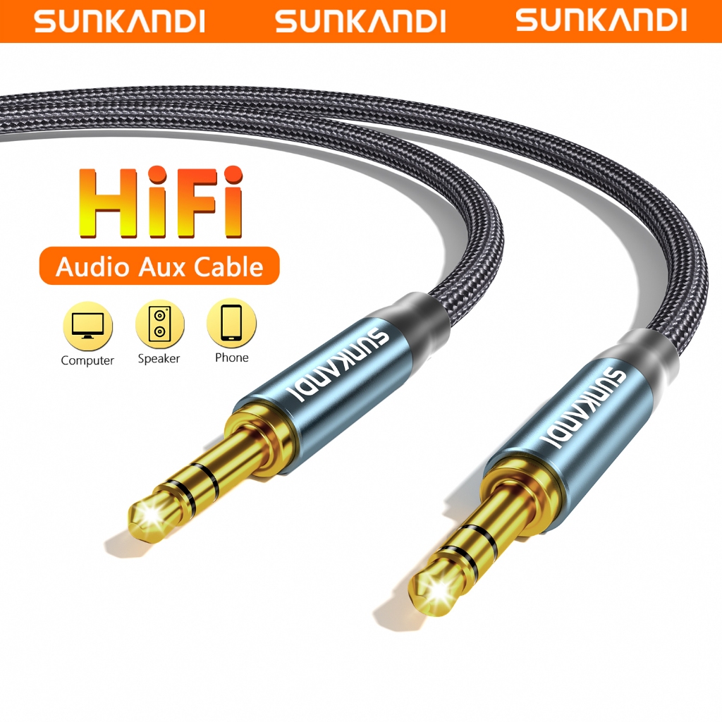 ซันคานี 3.5 มม. ถึง แจ็คสายชายกับชายสายสัญญาณเสียงสําหรับรถยนต์หูฟังอะแดปเตอร์ 3.5 มม.สายไฟ