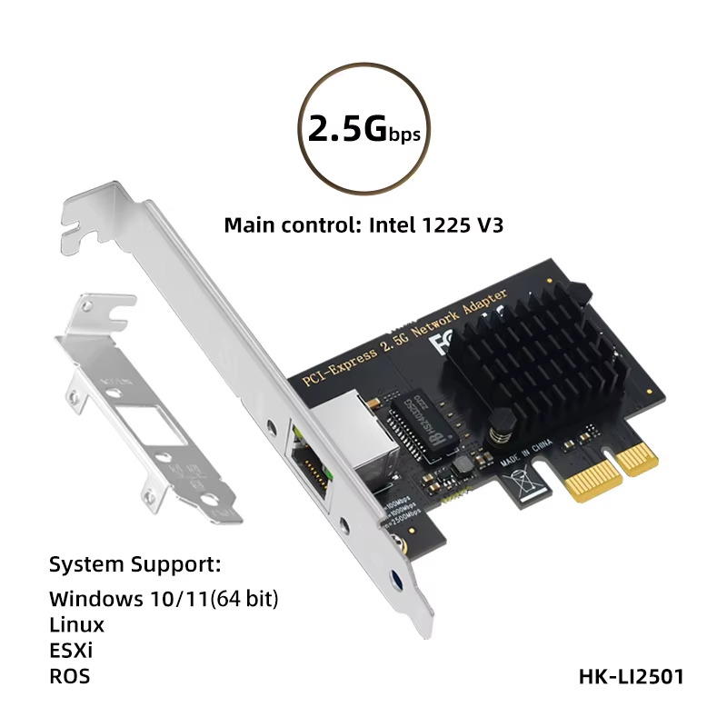 2.5G PICE To RJ45 การ์ดเครือข่าย RTL8125B ชิป 2500Mbps RJ45 PCI Express Converter Lan Ethernet Gigab