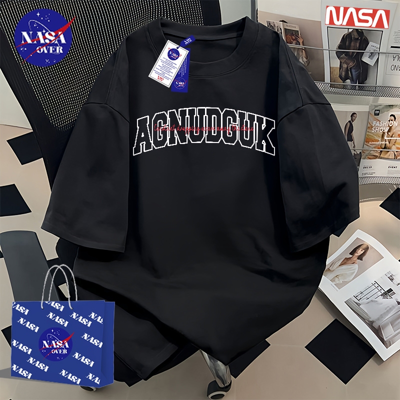 【พร้อมส่ง】🔥NASA ใส่ได้ทั้งชายหญิง แขนสั้น คอกลม เสื้อยืด ผ้าฝ้ายแท้100% เสื้อ ทรงโอเวอร์ไซส์🤍ลายสีขาวYG3
