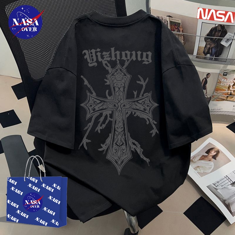 【พร้อมส่ง】🔥NASA ใส่ได้ทั้งชายหญิง คอกลม เสื้อ ทรงโอเวอร์ไซส์ เสื้อยืด ผ้าฝ้ายแท้