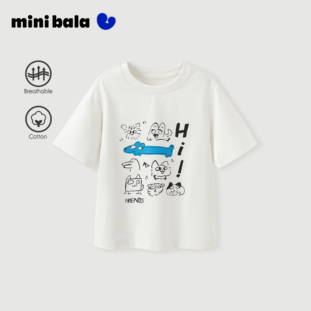 มินิบาลา พ่อแม่และลูกเด็กวัยหัดเดินแขนสั้นเสื้อยืดชั้นสบายอเนกประสงค์ด้านบน