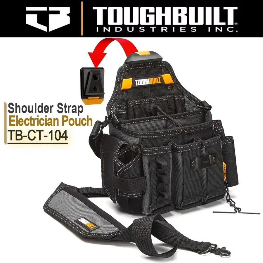 Toughbuilt TB-CT-104 Master Electrician Bag + ช่างไฟฟ้าสายคล้องไหล่เอว Pack Organizer กระเป๋าเครื่อง