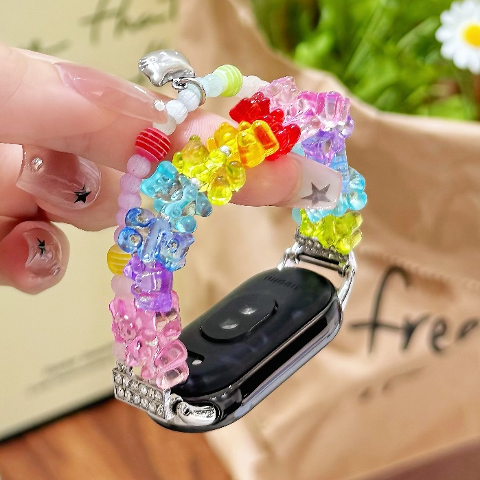หมีน้อย Candy สายนาฬิกาสําหรับ mi band 10 สาย mi band 8/mi band 9 สาย mi band9 สายนาฬิกาลูกปัด mi ba