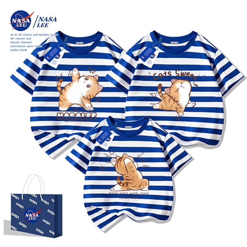 เสื้อยืดเด็ก NASA ลายแมวโยคะ Yoga Cat ผ้าฝ้าย สีขาว thumbnail 5