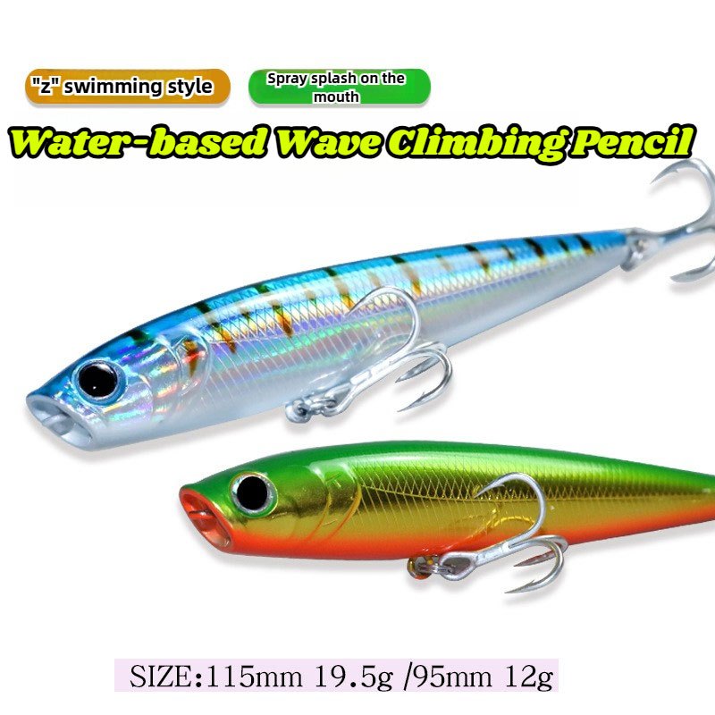 【TRAINFIS】Long โยน Topwater Popper Fishing Lure 12g/19.5g เหยื่อลอยดินสอสำหรับSea Bassและปลาทะเลชนิดอื่นๆ