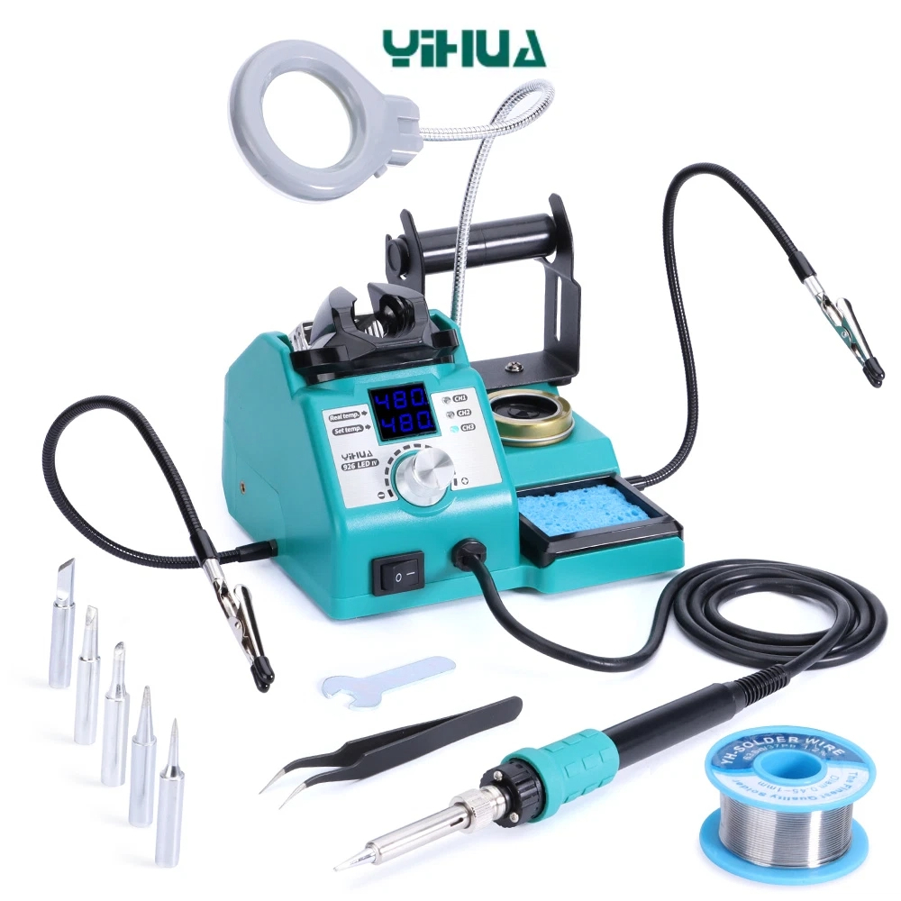 YIHUA 926LED-IV 60W สถานีบัดกรีแบบดิจิตอลแบบปรับได้พร้อมคลิปช่วยทําความร้อนอย่างรวดเร็ว