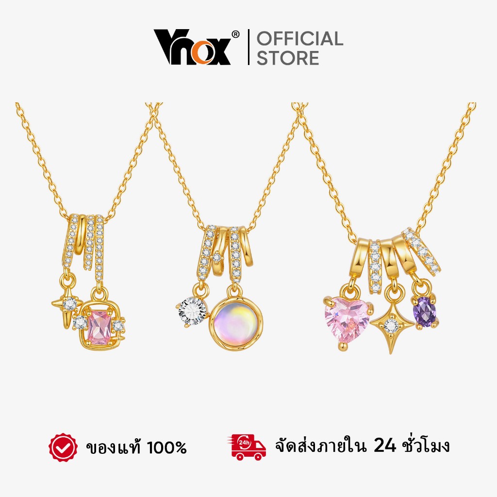 Vnox หัวใจสีเพทาย Cubic Star จี้สร้อยคอผู้หญิง,สแตนเลสสตีลไม่ซีดจาง & Non Tarnish สร้อยคอเครื่องประดับของขวัญ