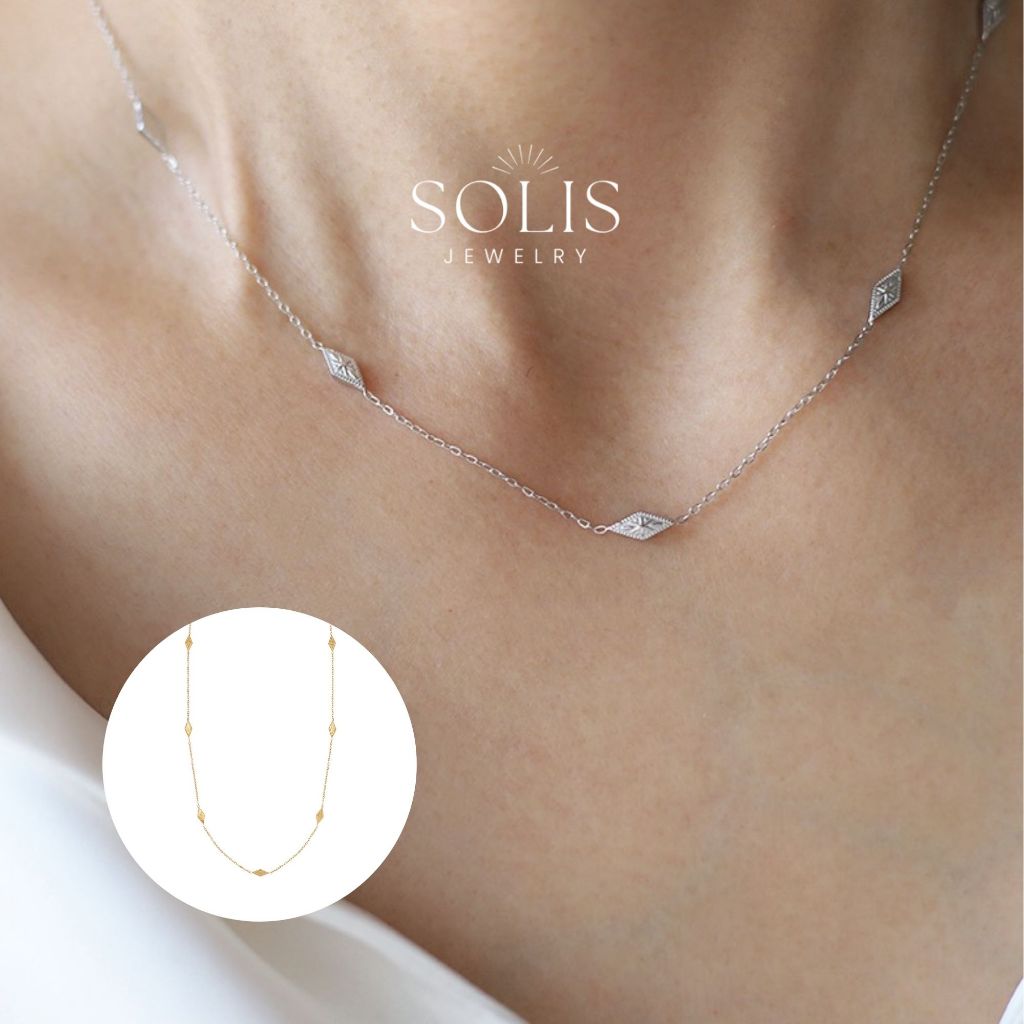 สร้อยคอโซ่ชั้น Rhombus • กันน้ํา Non Tarnish • สร้อยคอแฟชั่นผู้หญิง NL315