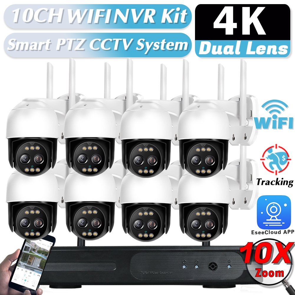 16CH 5MP Wifi NVR HD 8MP Dual เลนส์ PTZ WIFI IP Home 10X ซูมระบบกล้องรักษาความปลอดภัยวิดีโอ H.265 กล