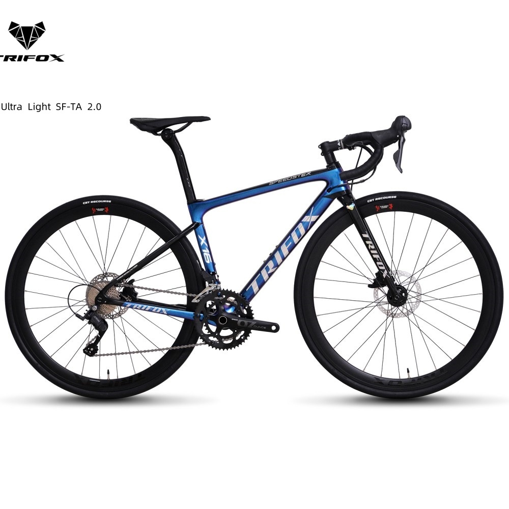 Trifox Road Bike 700 x 28C Ultralight คาร์บอนไฟเบอร์กรอบผู้ใหญ่จักรยาน 22 ความเร็วดิสก์เบรก SF-TA 2.