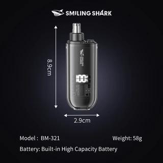 SmilingShark BM321 เครื่องเล็มขนจมูกไฟฟ้า มอเตอร์เสียงรบกวนต่ำ หัวใบมีด 360 ° Type-C แบบชาร์จได้ ความสะดวกสบายโดยไม่ต้องดึงขนคิ้วผมที่ซักผ้าได้อย่างเต็มที่